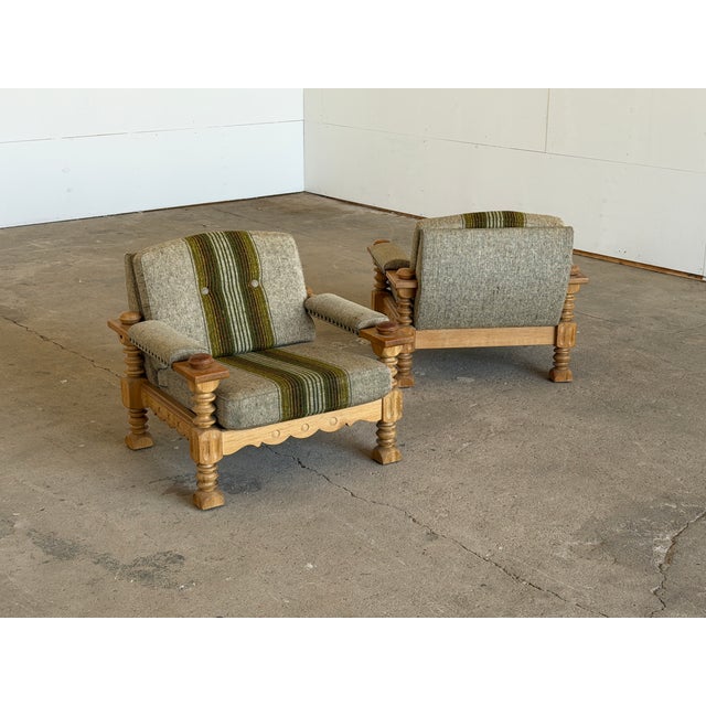 Brutalist Oak Lounge Chairs by Henning Kjærnulf, 1960s, Set of 2 For Sale - Image 10 of 17