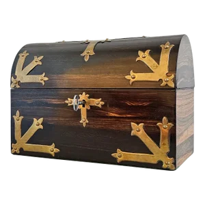 Antique English Victorian Gothic Madagascar Ebony Stationary Letter Chest Table Box