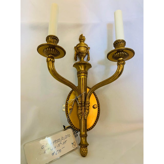 Traditional Late 20th Century Brass Empire Two-Light Sconce Maid in Spain From the Foundry l.A. For Sale - Image 3 of 13