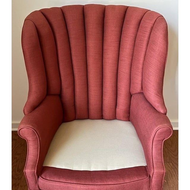 Red 1980s Channel Back Vintage Upholstered Chair For Sale - Image 8 of 8