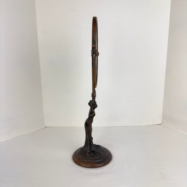1910s Art Nouveau Figural Lady Vanity Mirror For Sale - Image 5 of 10
