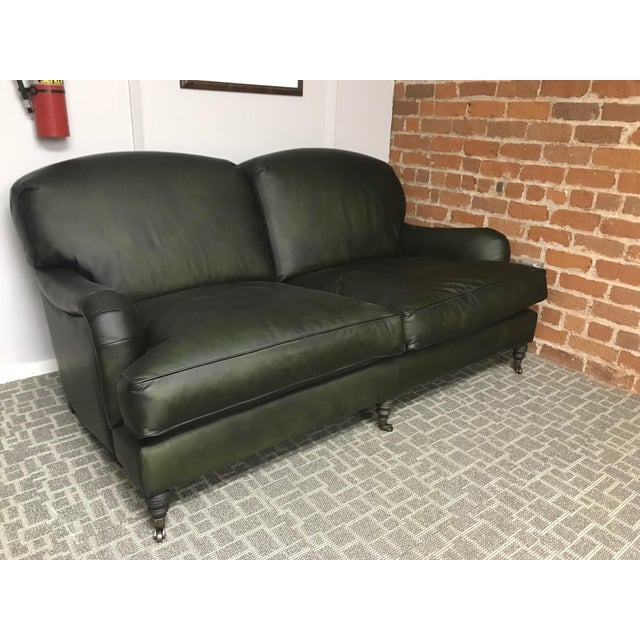 Traditional Green Leather Sofa Chairish