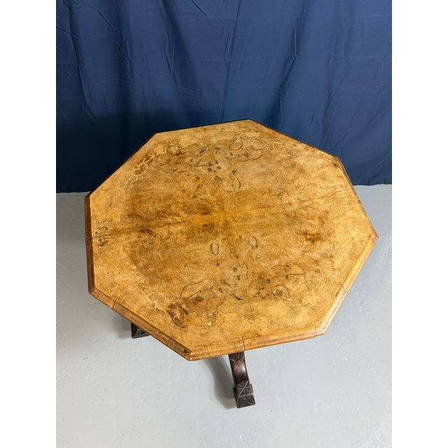 Early 20th Century Victorian-Era Octagonal Burr Walnut Centre Table, 1900 For Sale - Image 5 of 15
