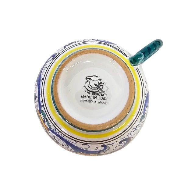 Late 20th Century Italian Labor Deruta Hand-Painted Maiolica Cups and Saucers, Set of 4 For Sale - Image 10 of 18