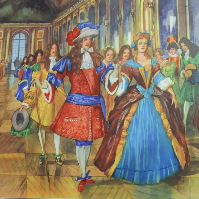 Vintage Build of Versailles Palace Life of Sun King Double-Sided Wall Chart For Sale - Image 3 of 8