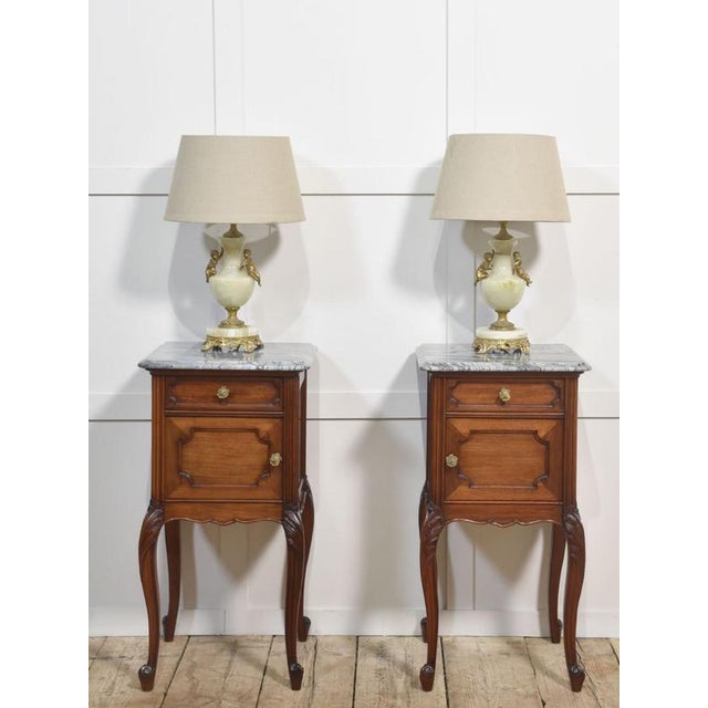 Walnut Bedside Cabinets with Marble Tops, 1890s, Set of 2 For Sale - Image 11 of 12