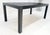 Linen Cloth Black Lacquer One Leaf Parsons Mid Century Compact Dining Table For Sale - Image 4 of 12