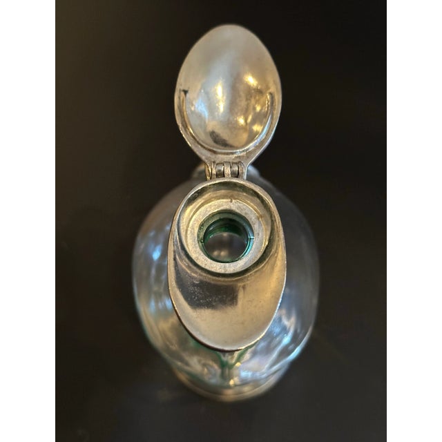 Metal 1940s Italian Art Deco Duck Decanter Pitcher in Crystal and Pewter For Sale - Image 7 of 12