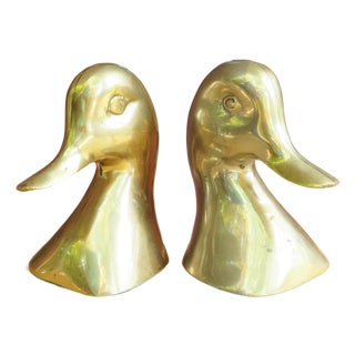 1970s Brass Duck Bookends, Pair For Sale