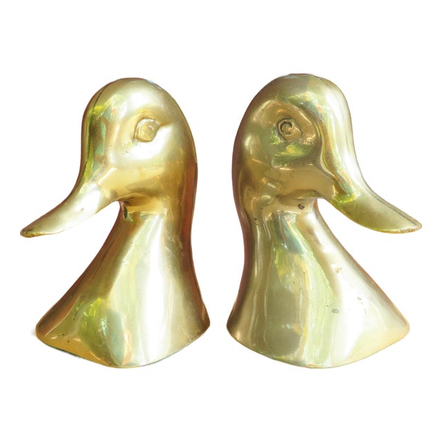 1970s Brass Duck Bookends, Pair For Sale