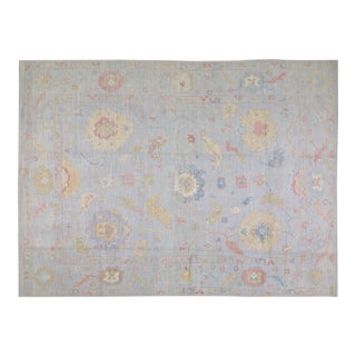 Turkish Oushak Hand Knotted Wool Rug, 12'1"x14'9" For Sale