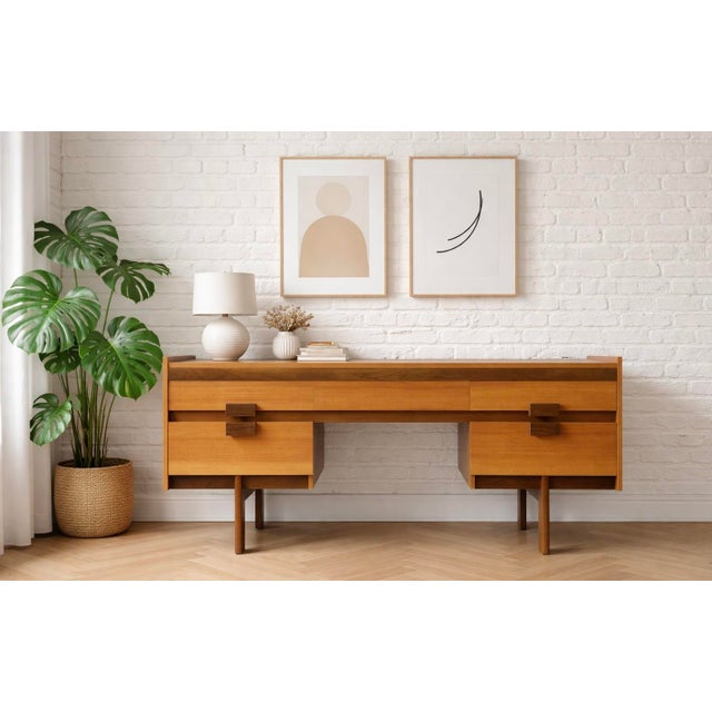 Wood Teak Mid Century Modern Vanity / Desk, 1960's For Sale - Image 7 of 15