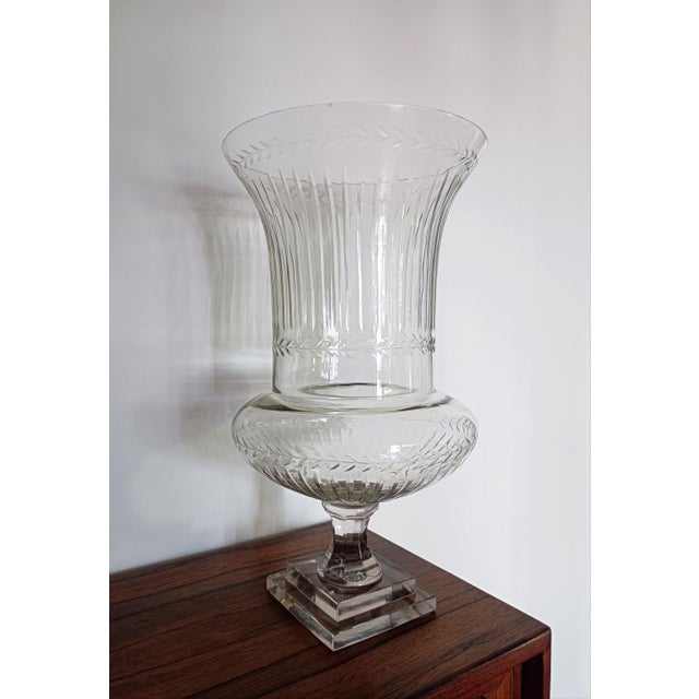 Large Antique French Belle Epoque Glass Crater Amphora Vases in the style of Baccarat, 1900s, Set of 2 For Sale - Image 10 of 14