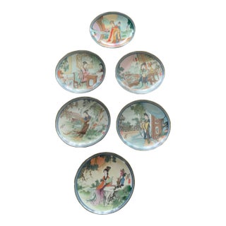1980s Imperial Jingdezhen Porcelain Beauties of the Red Mansion 6 Plate Set For Sale