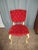 This is a Gorgeous Vintage 1950s French Provincial Wood Side Chair with Cabriole Legs and a Tufted Red Velvet Back and...