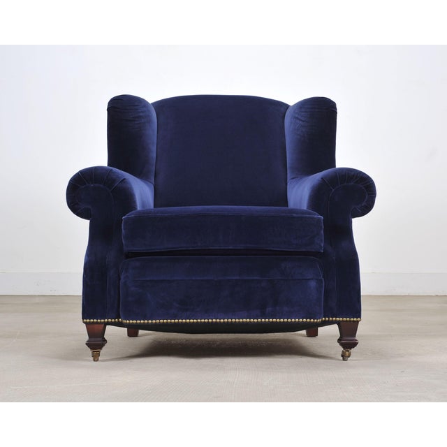 Ralph Lauren Ralph Lauren English New Bohemian Artist’s Chair in Blue Velvet For Sale - Image 4 of 18