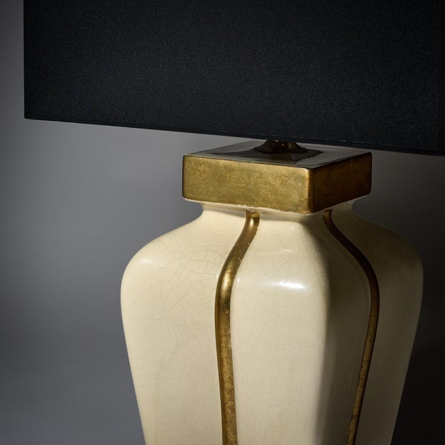 Cream Period Mid-Century Modern Ceramic Lamp, French, Circa 1960 For Sale - Image 8 of 9