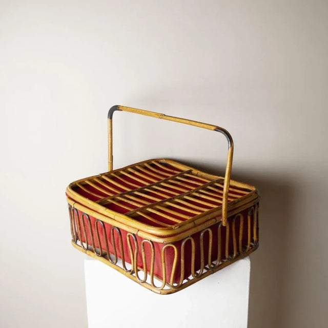 Light Yellow Bamboo Picnic Cutlery Holder, 1960s For Sale - Image 8 of 8