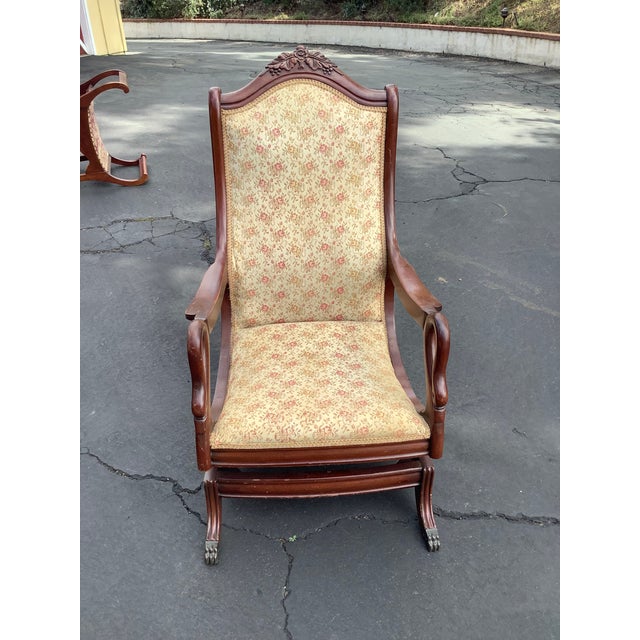 1970s Vintage Swan Neck Arm Tapestry Rocking Chair Chairish