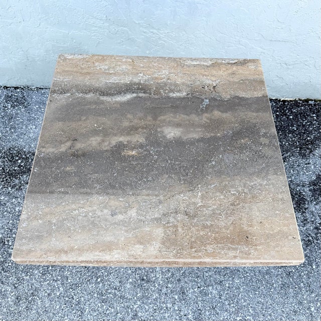 Stone International Vintage Italian Polished Travertine Side Table For Sale - Image 4 of 8