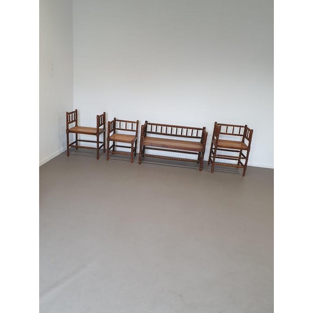 Bobbin Bench and Chairs, Set of 4 For Sale - Image 12 of 14