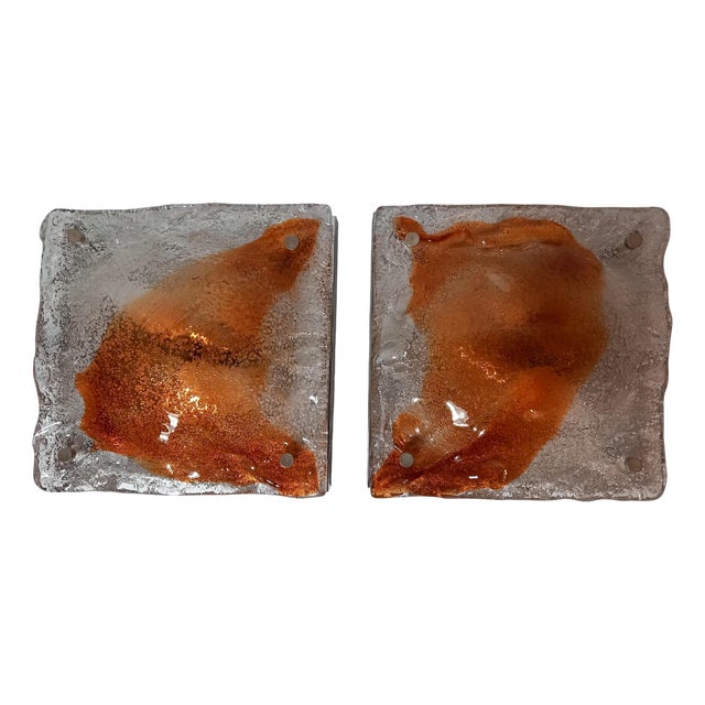 Murano Glass Wall Lamps from Mazzega, 1970s, Set of 2 For Sale