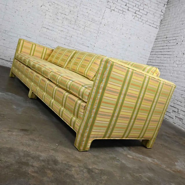 Late 20th Century Vintage MCM to Modern Yellow & Chartreuse Plaid Tuxedo Sofa by Henredon For Sale - Image 5 of 13