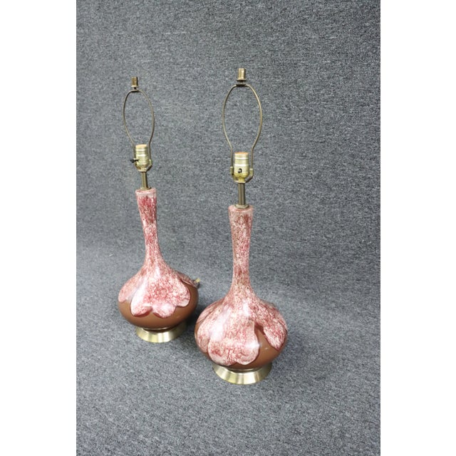 Mid 20th Century Mid Century Paint Decorated Lamps/Pair For Sale - Image 5 of 8
