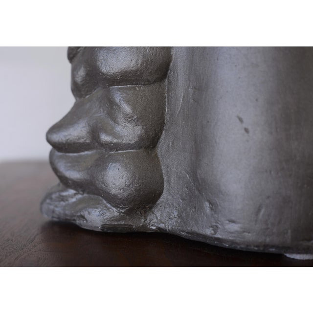 Large Vintage Dark Brown Ceramic Horse Head Sculpture For Sale - Image 12 of 14