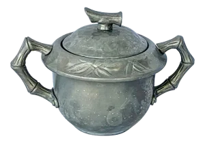 Vintage Faux Bamboo Aluminum Sugar Container
