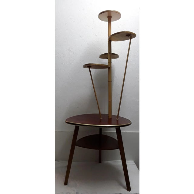 Vintage side table, flower table with shelves in different heights made of beech wood, plywood with different colored...