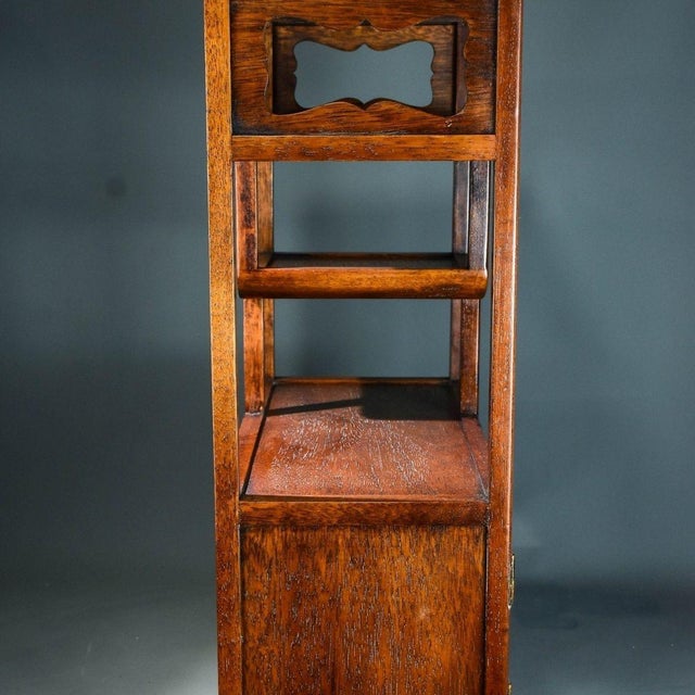 Wood Vintage Chinese African Huali Rosewood Curio Cabinet | Ming Style Display Shelf With Doors For Sale - Image 7 of 9