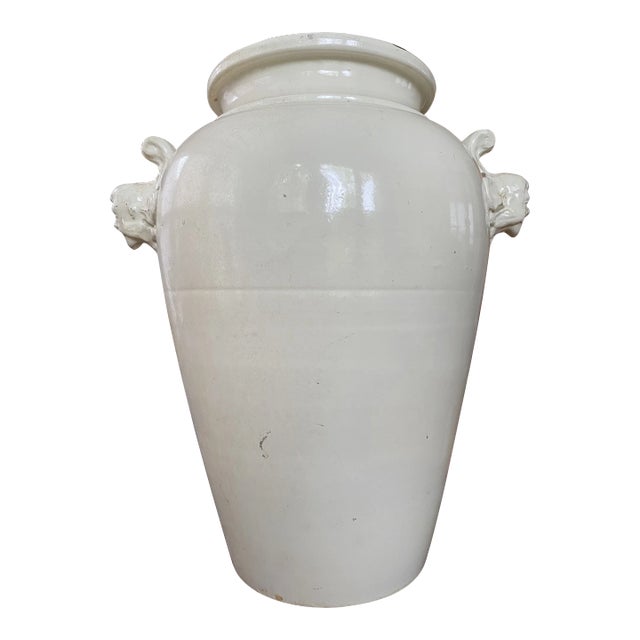 Mid 19th Century Large French Country Glazed Stoneware Oil Jar Urn For Sale