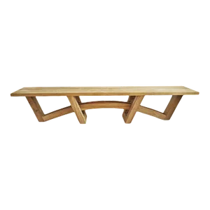 Outdoor Teak Bow Trestle Bench