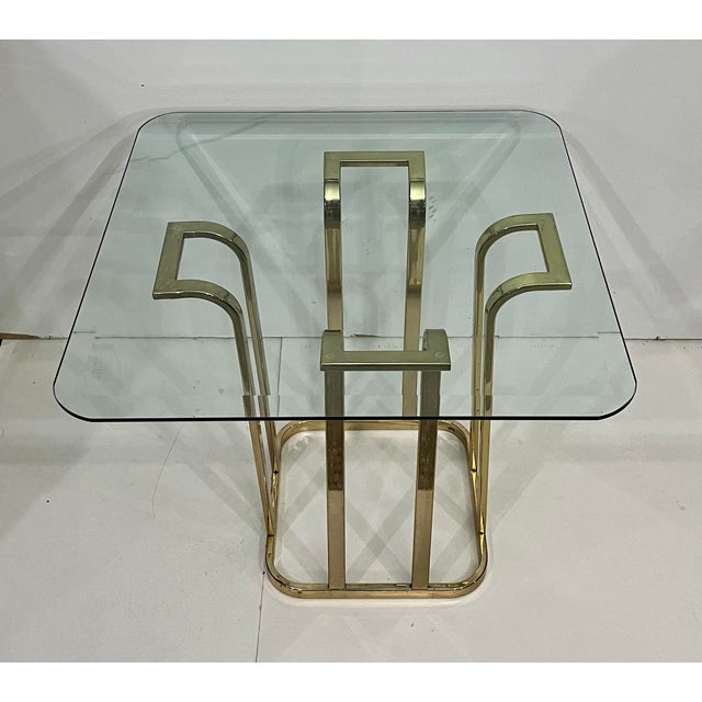 Mid 20th Century Tulip Side Table W/ Brass-Plated Metal Topped W/ Square Beveled Glass For Sale - Image 4 of 8