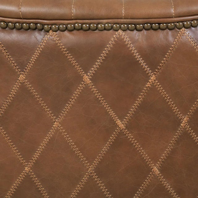 Animal Skin Pasargad Home Harrison Top Grain Leather Wing Chair, Brown For Sale - Image 7 of 10