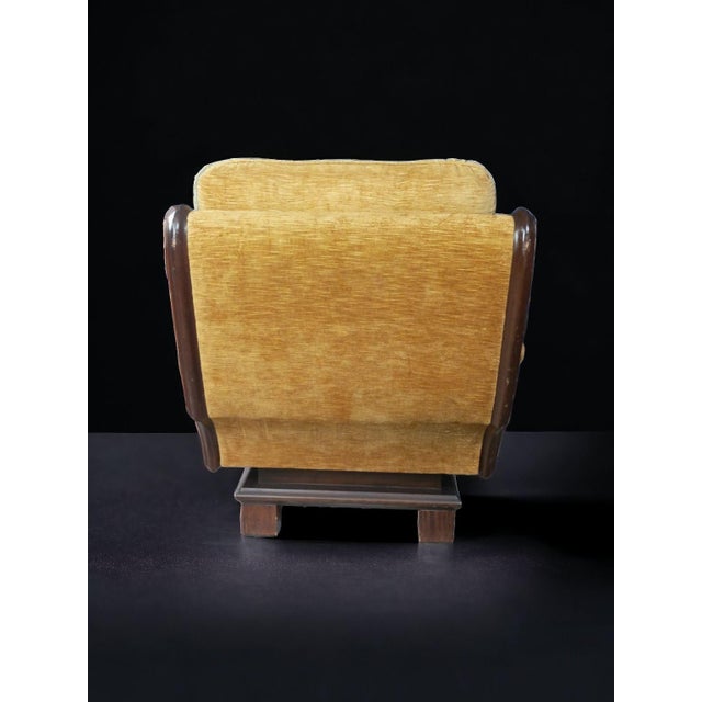 Armchair in Yellow Velvet and Wood, 1960s For Sale - Image 3 of 6