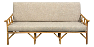 Ficks Reed, Three Seater Sofa, Bamboo, Cane, Beige Tweed, Usa, 1950s