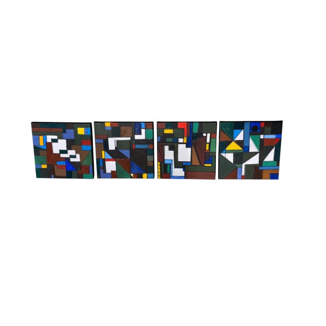 2020s Abstract Mixed Media Acrylic Set of Four Panels Titled Bojagi by Yjr For Sale - Image 5 of 11