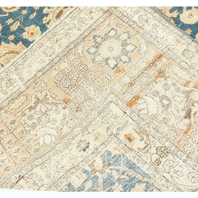 Textile Antique Persian Tabriz Botanic Green Hand Knotted Wool Rug For Sale - Image 7 of 9