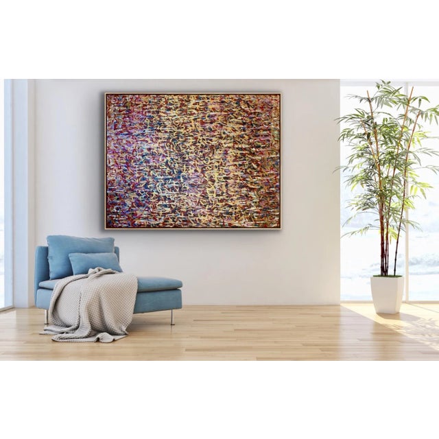 "Kinetic" Original 48"x60" Acrylic on Canvas Abstract Painting With Maple Floater Frame by Pamela Harmon For Sale - Image 10 of 12