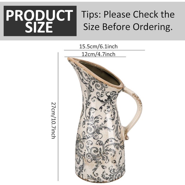 Add timeless charm to your home with this vintage ceramic vase featuring elegant handles and a rustic cracked glaze...