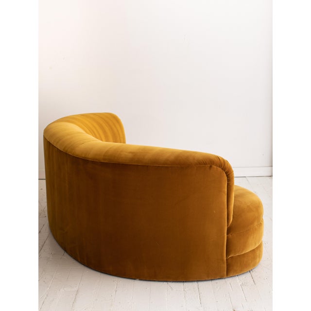 1990s Vladimir Kagan Style Kidney Shaped Sofa in Amber Velvet Chairish