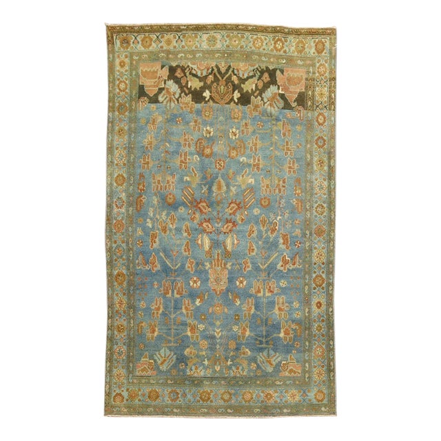 Abrash Blue Antique Persian Malayer - 4'1" x 6'7" For Sale