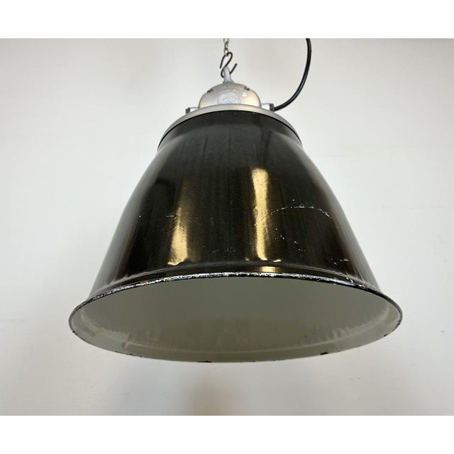 Industrial Black Enamel Factory Pendant Lamp from Elektrosvit, 1960s For Sale - Image 9 of 18