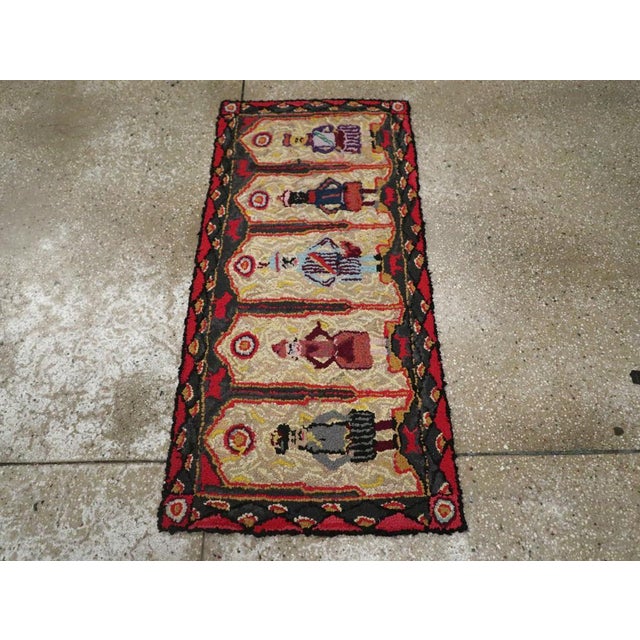 Mid 20th Century Galerie Shabab Collection Mid-20th Century American Pictorial Hook Rug For Sale - Image 5 of 8