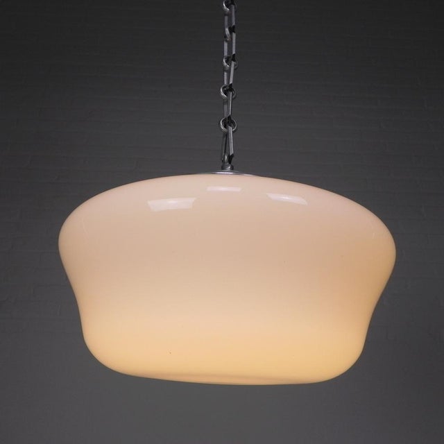Silver Art Deco Hanging Lamp on Aluminum Chain, 1930s For Sale - Image 8 of 14