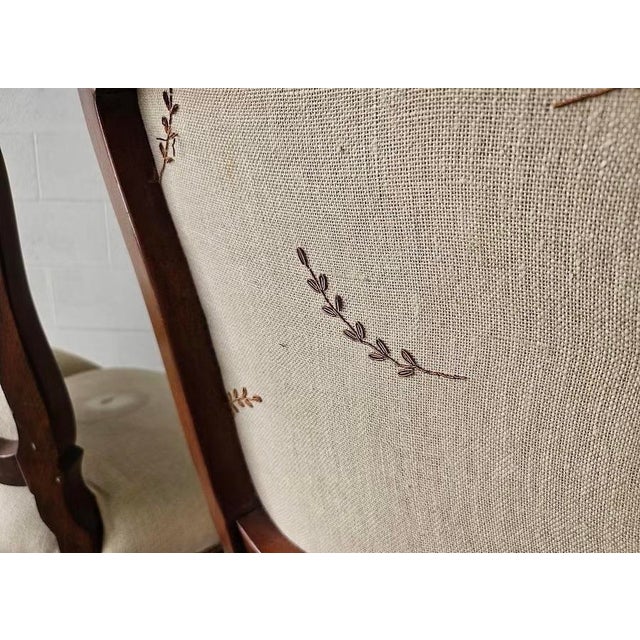 Set of Six Antique Walnut Dining Chairs in Louis XV Style With Hand-Carved Frames For Sale - Image 9 of 15