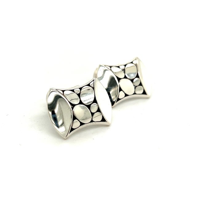 Silver 1990s Pair of John Hardy Estate Mens Pebble Cufflinks Sterling Silver For Sale - Image 8 of 8