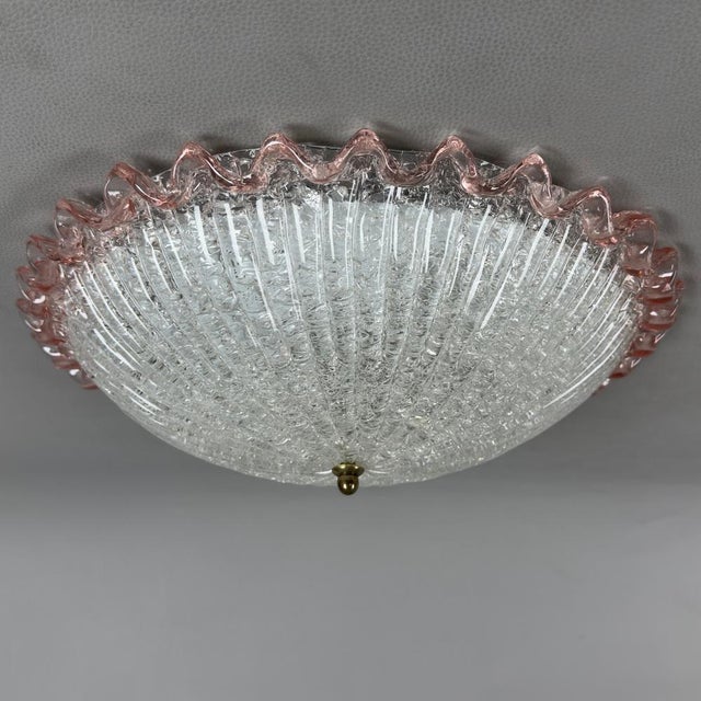 Murano Glass Ceiling Lamp with Pink Edge, 1970s For Sale - Image 12 of 12
